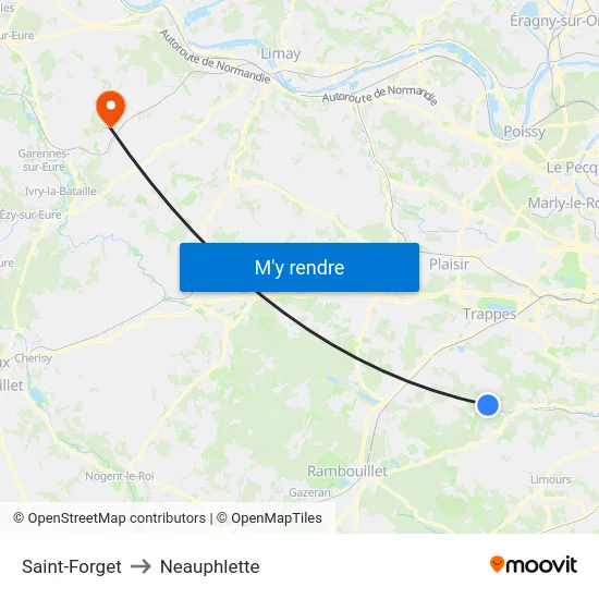 Saint-Forget to Neauphlette map