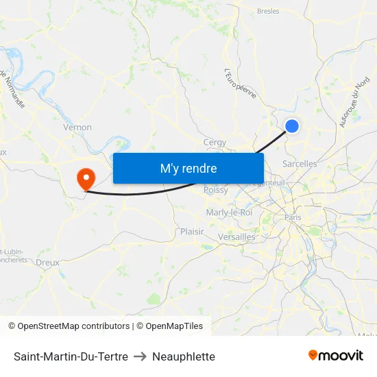 Saint-Martin-Du-Tertre to Neauphlette map