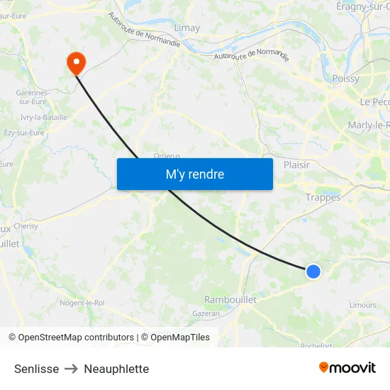 Senlisse to Neauphlette map