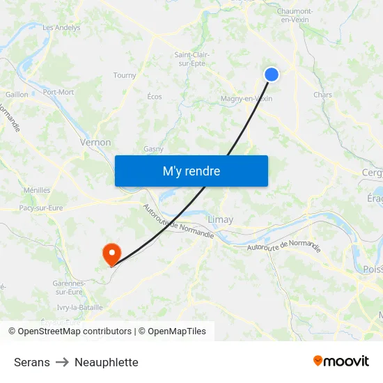 Serans to Neauphlette map