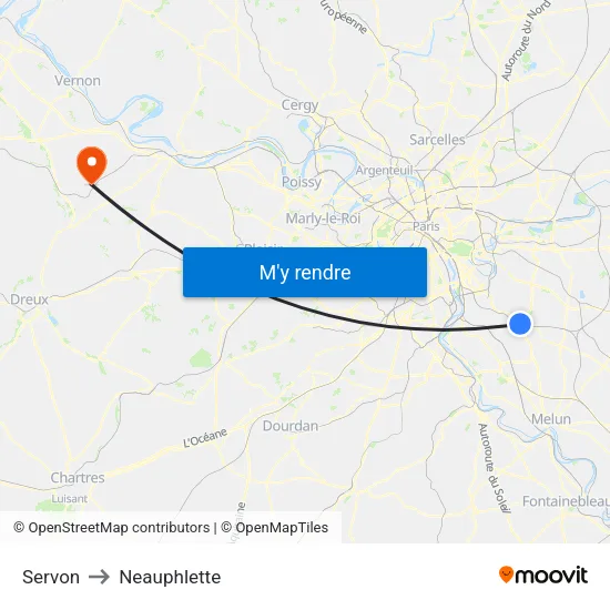 Servon to Neauphlette map