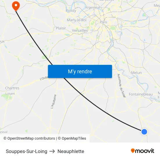 Souppes-Sur-Loing to Neauphlette map