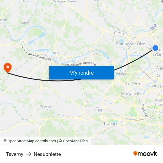 Taverny to Neauphlette map