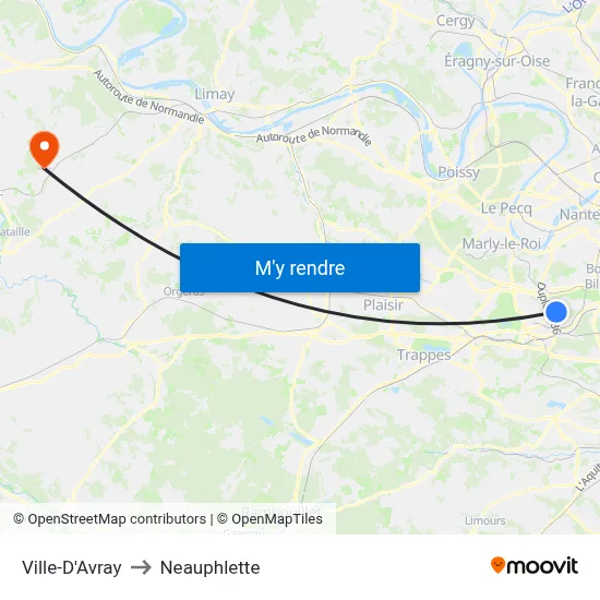 Ville-D'Avray to Neauphlette map
