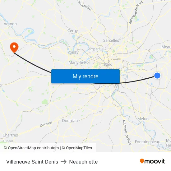 Villeneuve-Saint-Denis to Neauphlette map