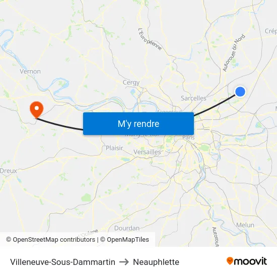 Villeneuve-Sous-Dammartin to Neauphlette map