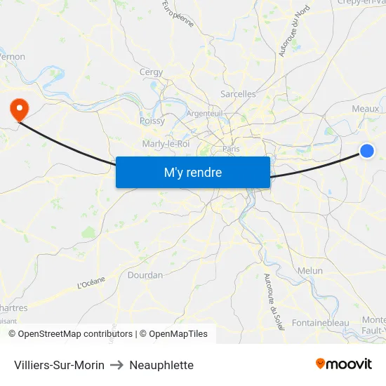 Villiers-Sur-Morin to Neauphlette map