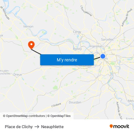 Place de Clichy to Neauphlette map