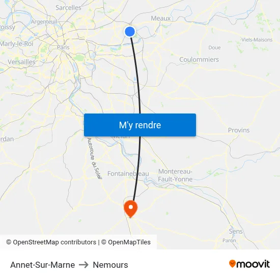 Annet-Sur-Marne to Nemours map