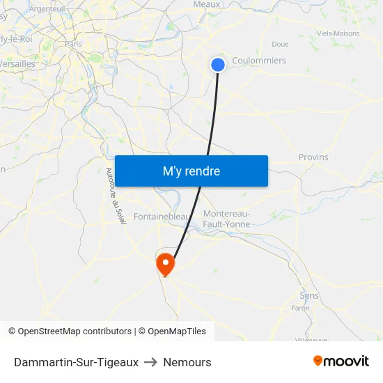 Dammartin-Sur-Tigeaux to Nemours map