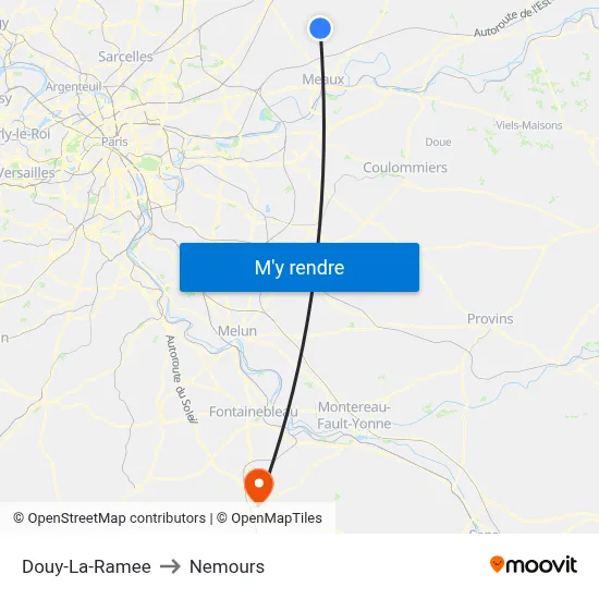 Douy-La-Ramee to Nemours map