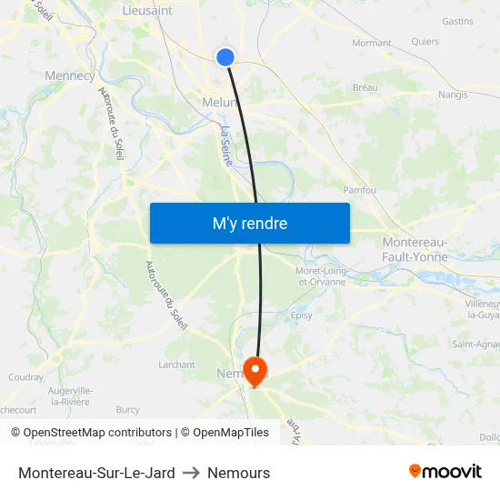 Montereau-Sur-Le-Jard to Nemours map