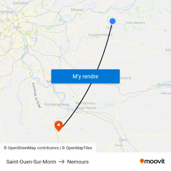 Saint-Ouen-Sur-Morin to Nemours map