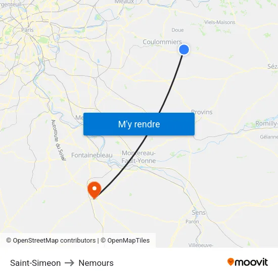 Saint-Simeon to Nemours map