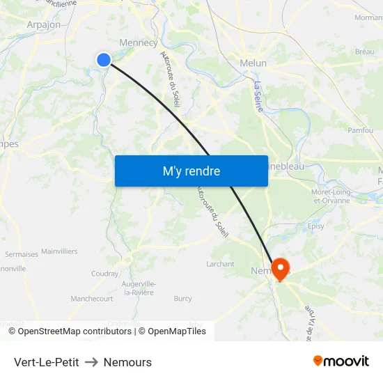 Vert-Le-Petit to Nemours map
