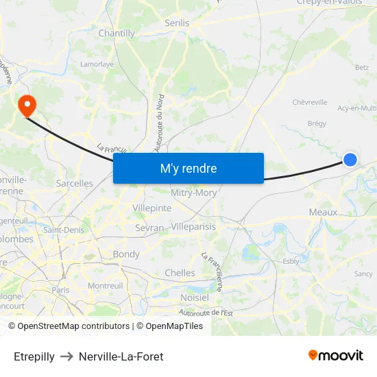 Etrepilly to Nerville-La-Foret map