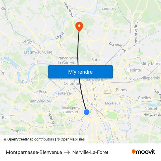 Montparnasse-Bienvenue to Nerville-La-Foret map