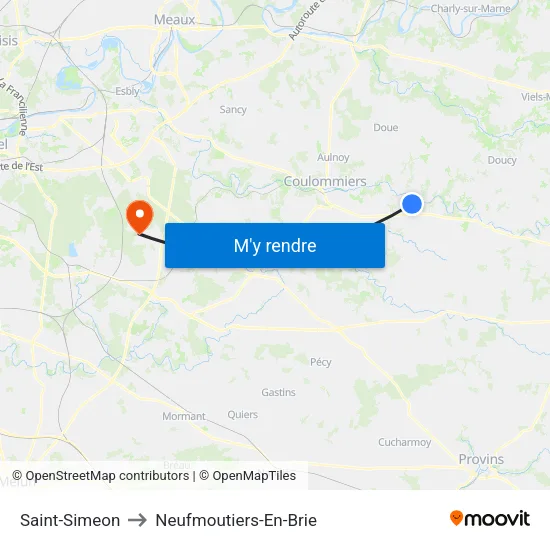 Saint-Simeon to Neufmoutiers-En-Brie map