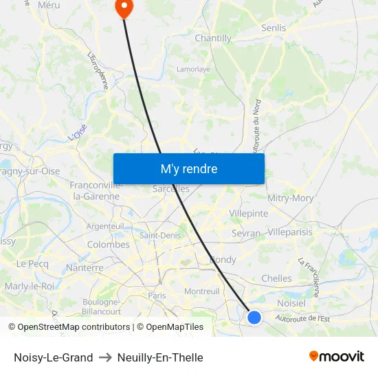Noisy-Le-Grand to Neuilly-En-Thelle map