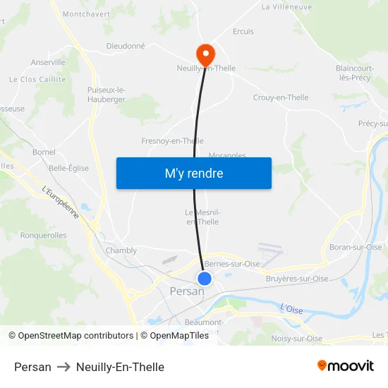Persan to Neuilly-En-Thelle map
