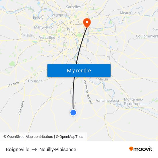 Boigneville to Neuilly-Plaisance map