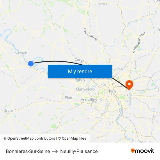 Bonnieres-Sur-Seine to Neuilly-Plaisance map