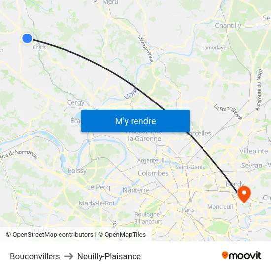 Bouconvillers to Neuilly-Plaisance map