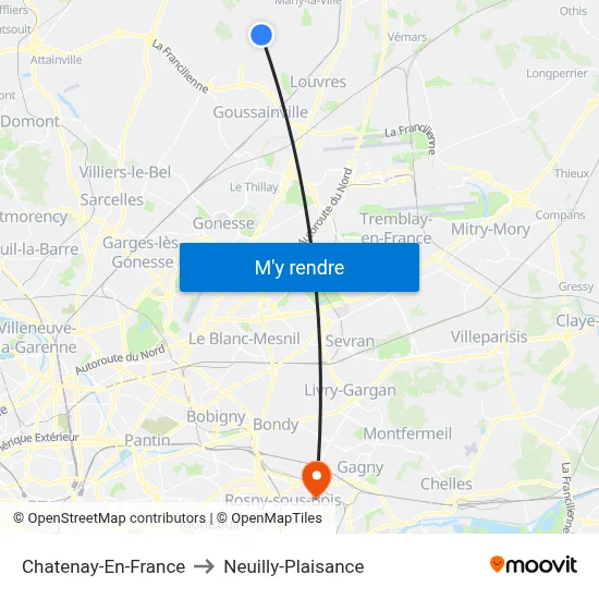Chatenay-En-France to Neuilly-Plaisance map