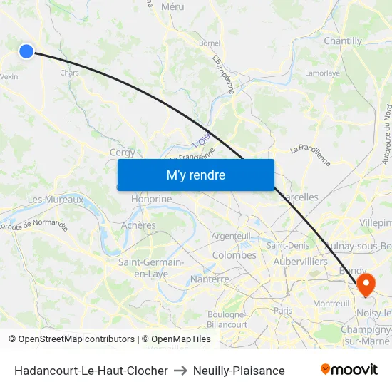Hadancourt-Le-Haut-Clocher to Neuilly-Plaisance map