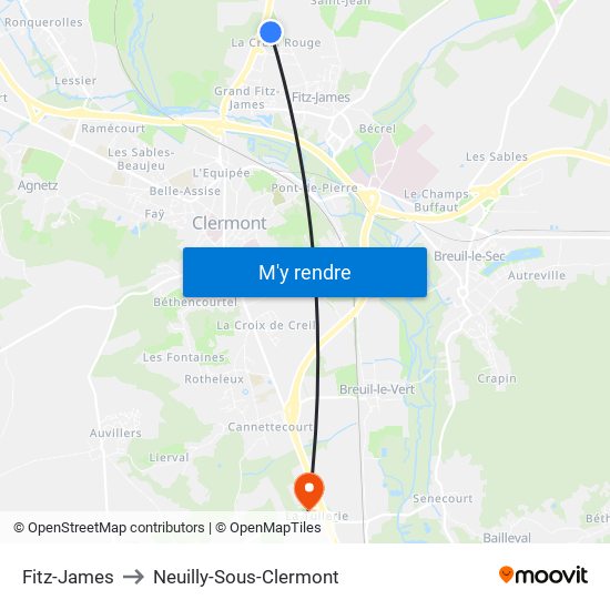 Fitz-James to Neuilly-Sous-Clermont map