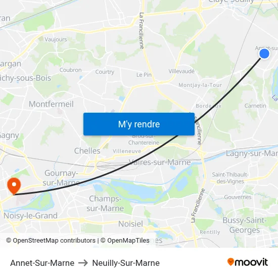 Annet-Sur-Marne to Neuilly-Sur-Marne map