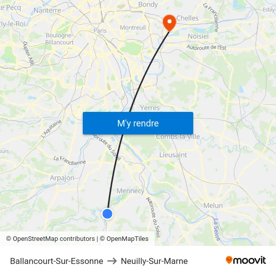 Ballancourt-Sur-Essonne to Neuilly-Sur-Marne map