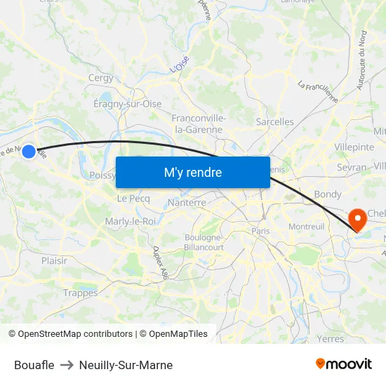 Bouafle to Neuilly-Sur-Marne map