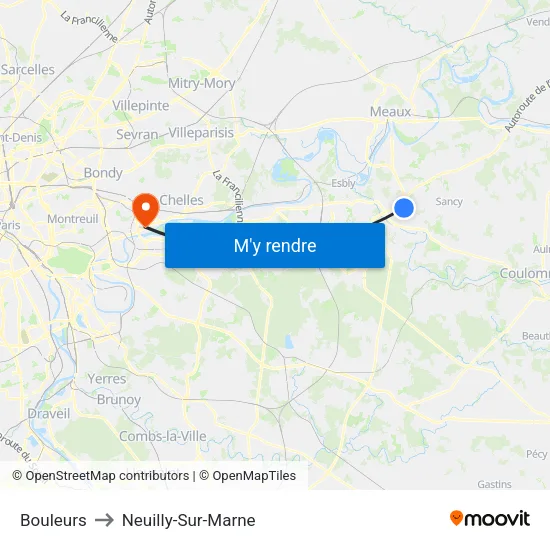 Bouleurs to Neuilly-Sur-Marne map