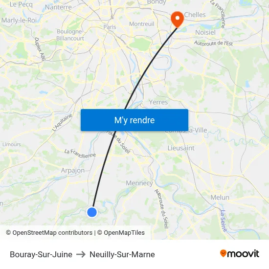 Bouray-Sur-Juine to Neuilly-Sur-Marne map