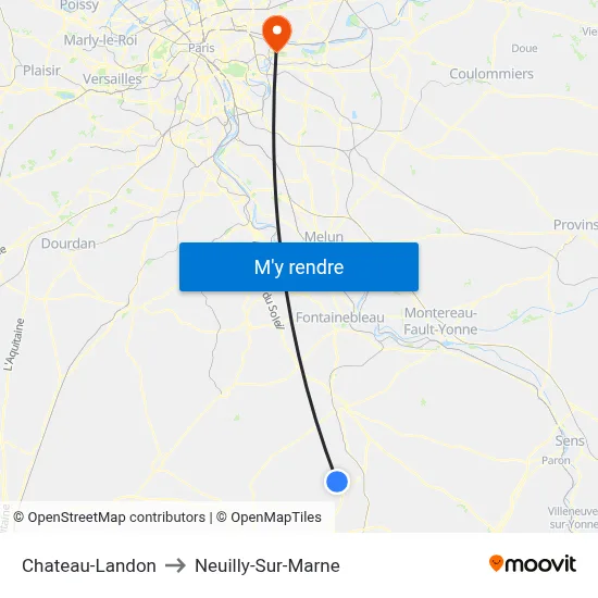 Chateau-Landon to Neuilly-Sur-Marne map