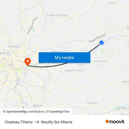 Chateau-Thierry to Neuilly-Sur-Marne map