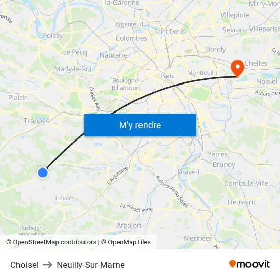 Choisel to Neuilly-Sur-Marne map
