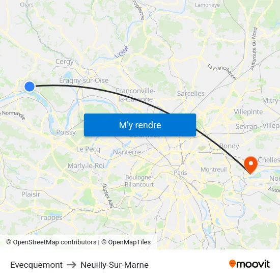 Evecquemont to Neuilly-Sur-Marne map
