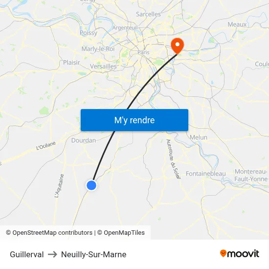 Guillerval to Neuilly-Sur-Marne map