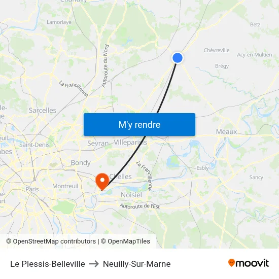 Le Plessis-Belleville to Neuilly-Sur-Marne map