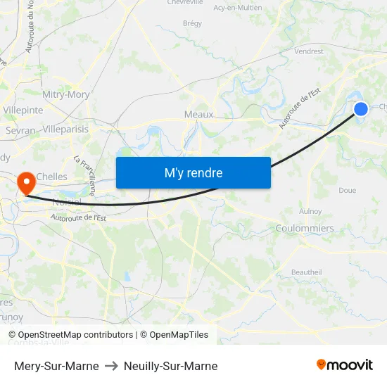 Mery-Sur-Marne to Neuilly-Sur-Marne map