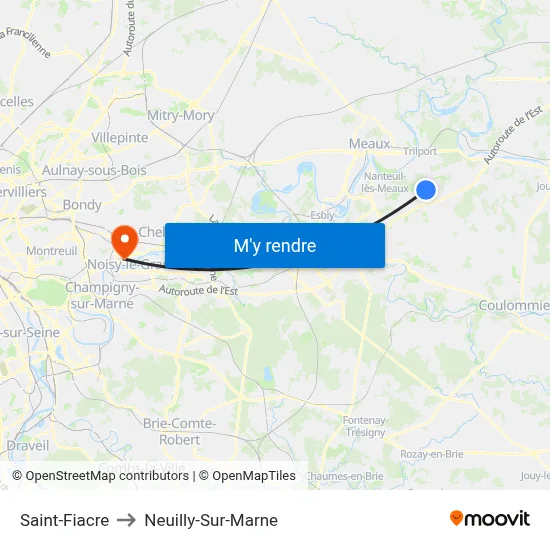 Saint-Fiacre to Neuilly-Sur-Marne map