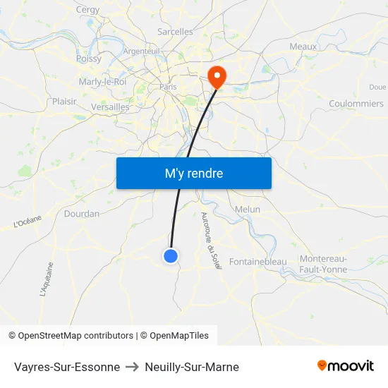 Vayres-Sur-Essonne to Neuilly-Sur-Marne map
