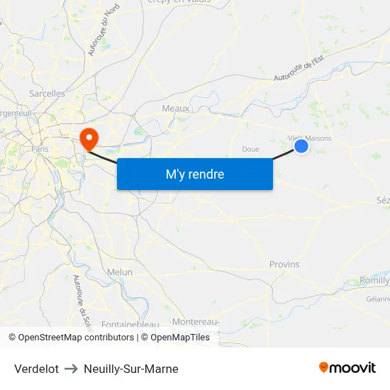 Verdelot to Neuilly-Sur-Marne map