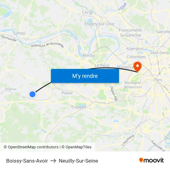 Boissy-Sans-Avoir to Neuilly-Sur-Seine map