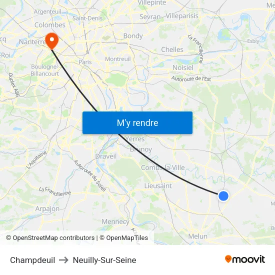 Champdeuil to Neuilly-Sur-Seine map