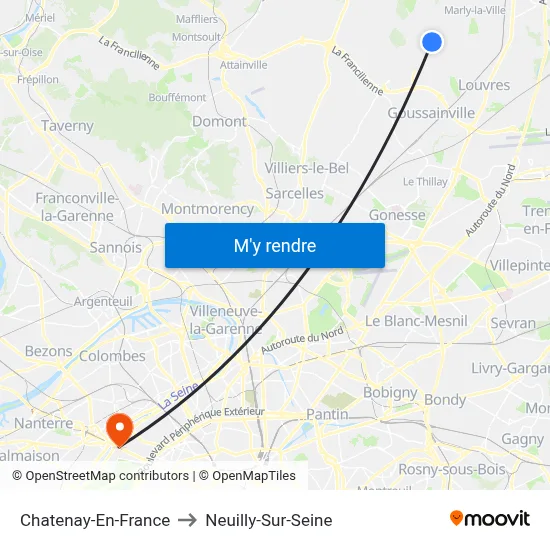 Chatenay-En-France to Neuilly-Sur-Seine map