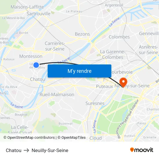 Chatou to Neuilly-Sur-Seine map