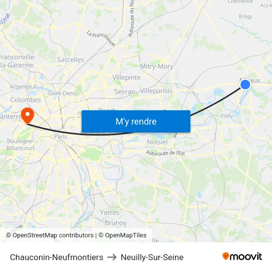Chauconin-Neufmontiers to Neuilly-Sur-Seine map